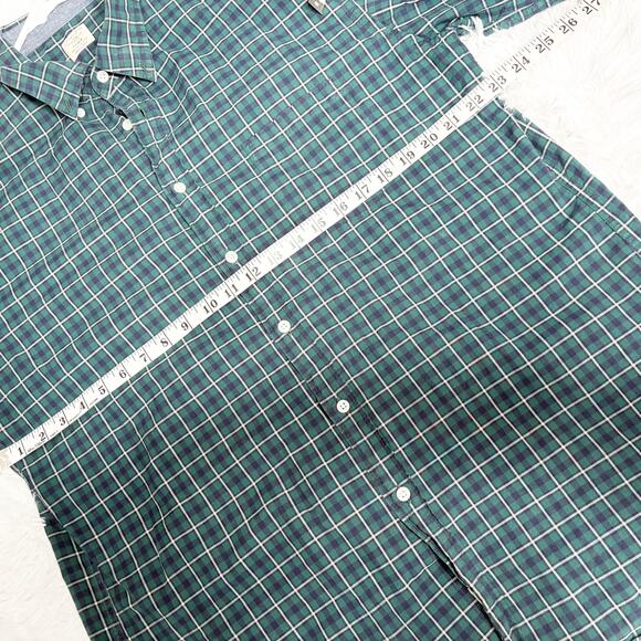 J.Crew Men’s Plaid Button Down Shirt XL Green Navy Cotton Long Sleeve - Picture 4 of 7
